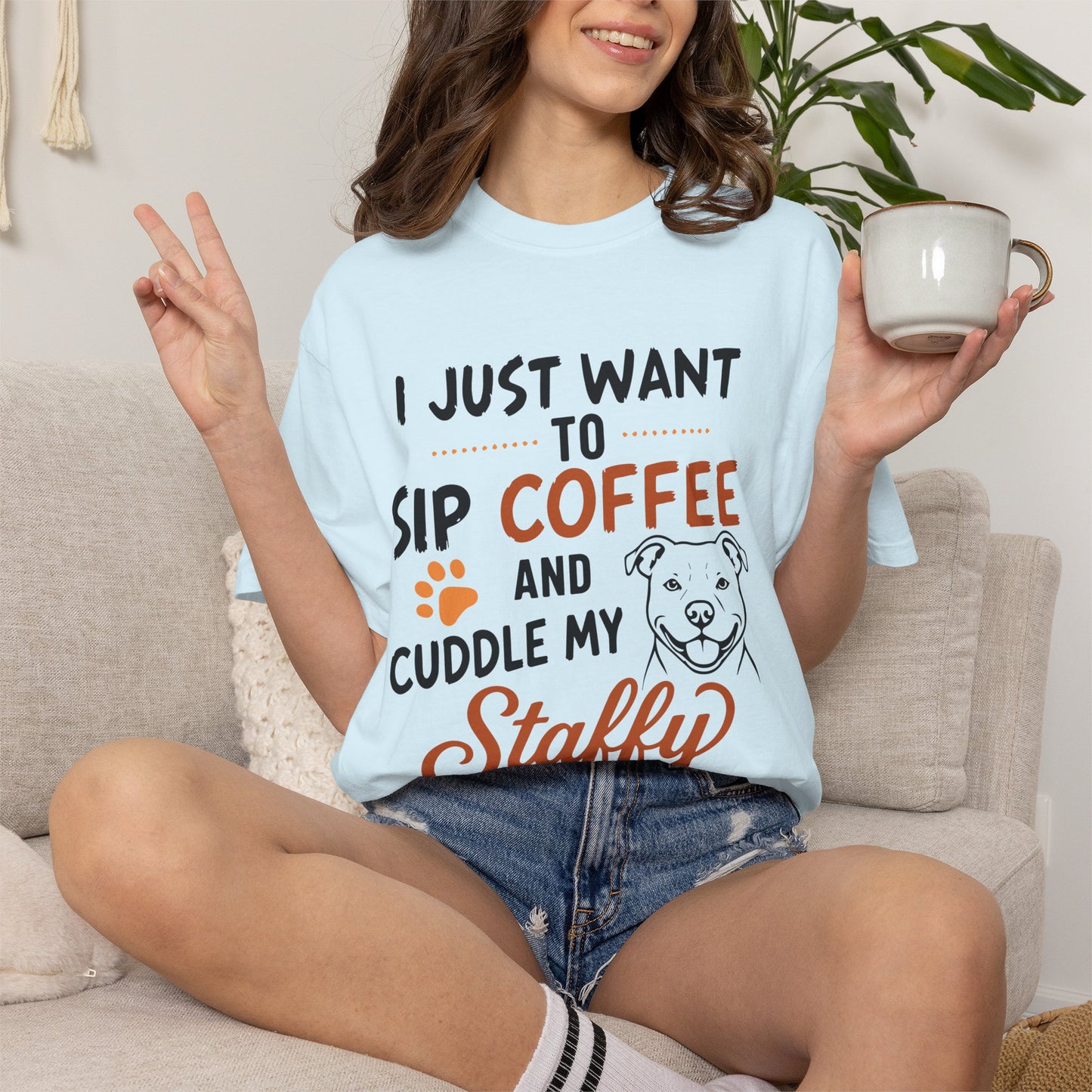Sip Coffee & Cuddle My Staffy T-Shirt