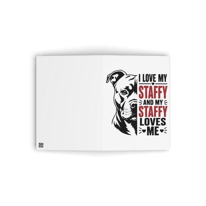 I Love Staffy, and Staffy Loves Me — Greeting Card