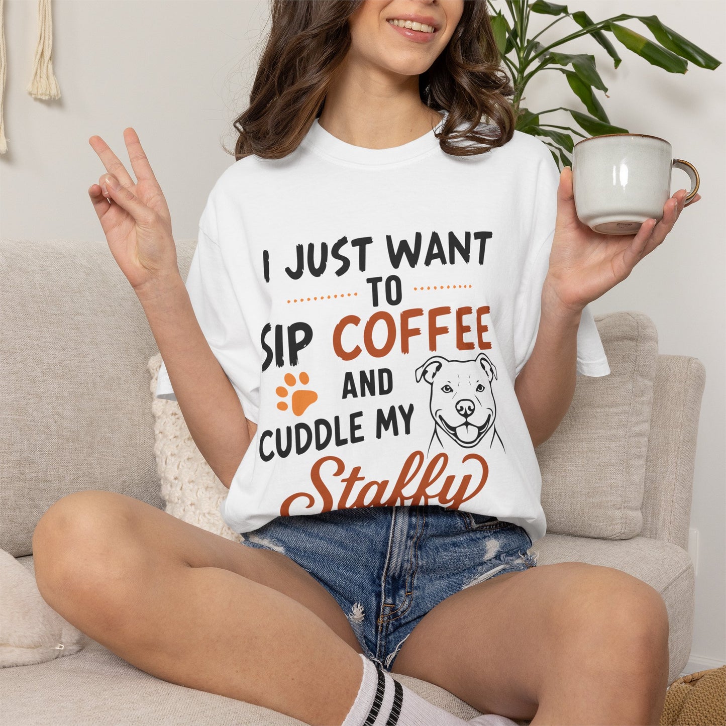 Sip Coffee & Cuddle My Staffy T-Shirt